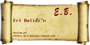 Erl Belián névjegykártya